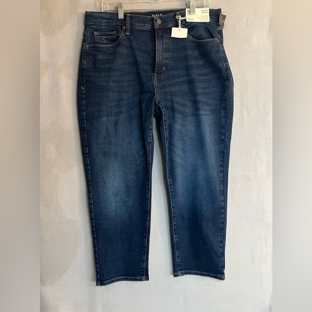 a.n.a Women's Dark Blue Ankle Petite  Jeans